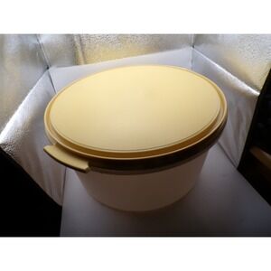 Vintage Tupperware 12" Cake Keeper Harvest Gold Pie Cupcake Carrier 2 pc 1257-5